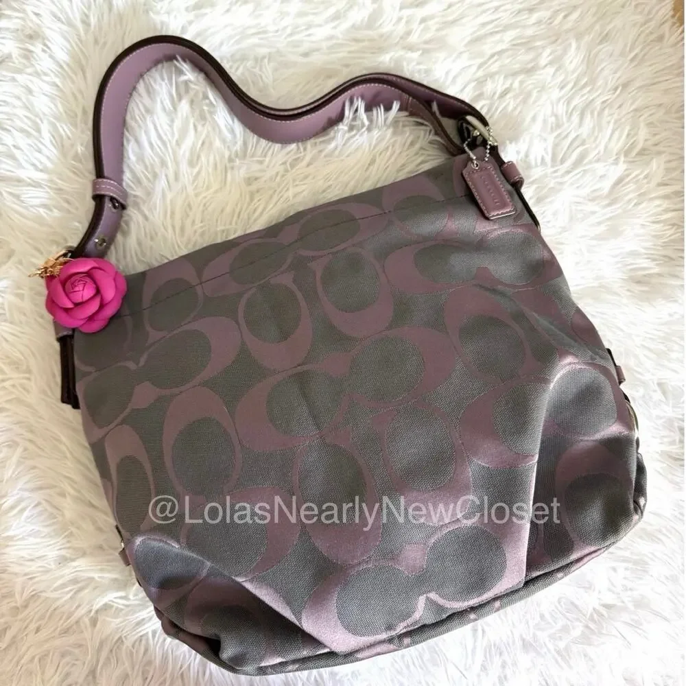 COACH Purple Signature Canvas Duffle Shoulder Bag Crossbody